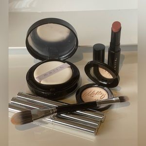 Mally Foundation, Highlighter, (3) Eyeshadow sticks, lipstick, and Brush Set